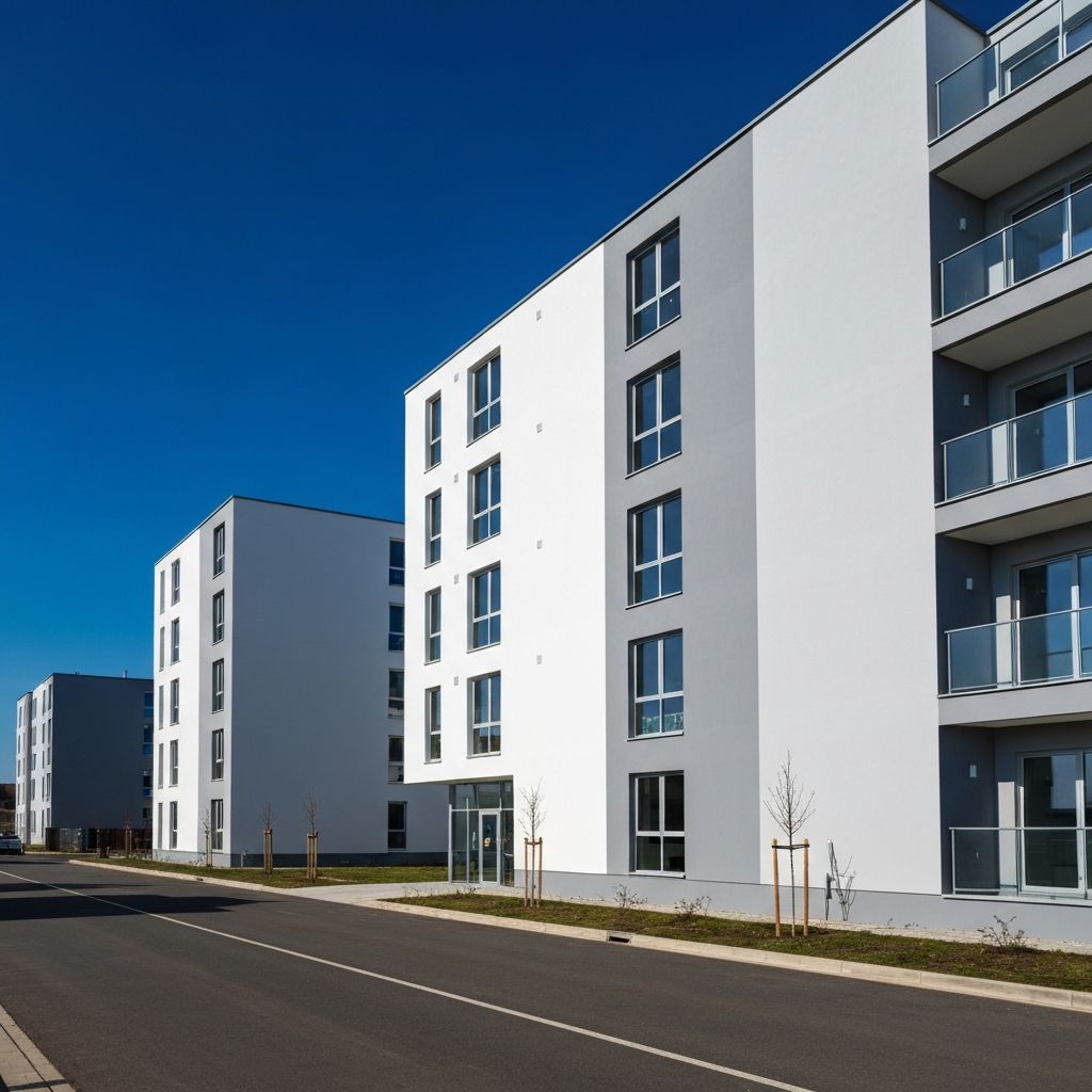 Edifício residencial após pintura completa